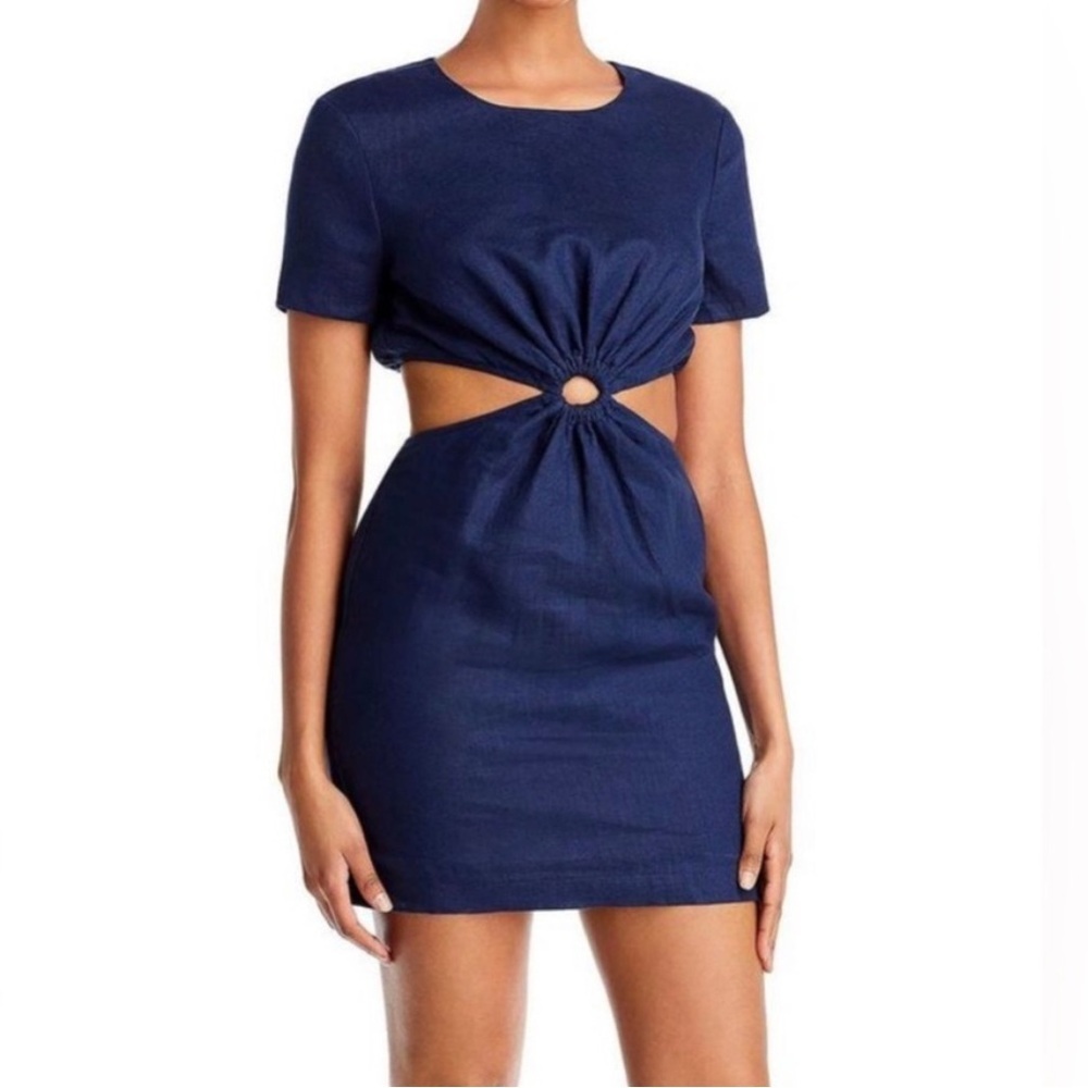 STAUD Navy Linen Dress